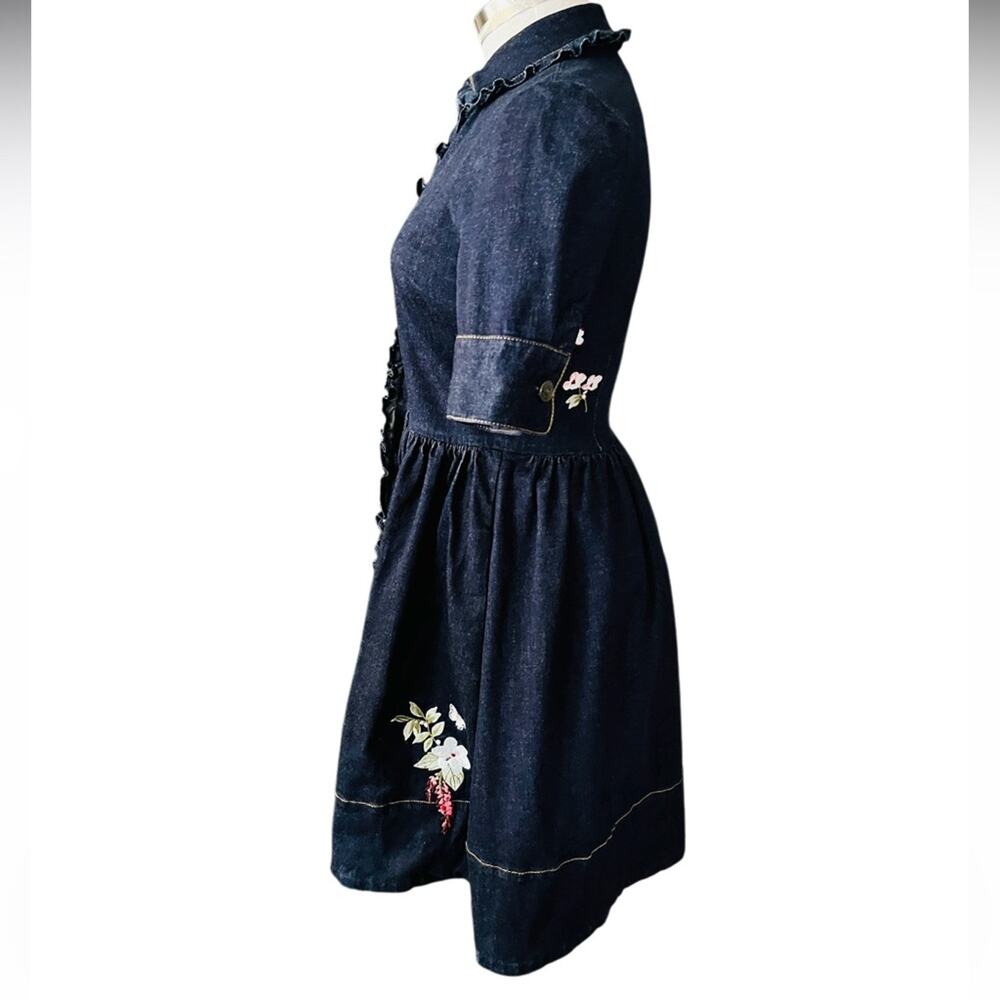 Kate Spade Embroidered Denim Shirt Dress Size 2 - Picture 11 of 14